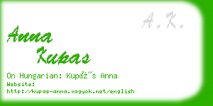 anna kupas business card